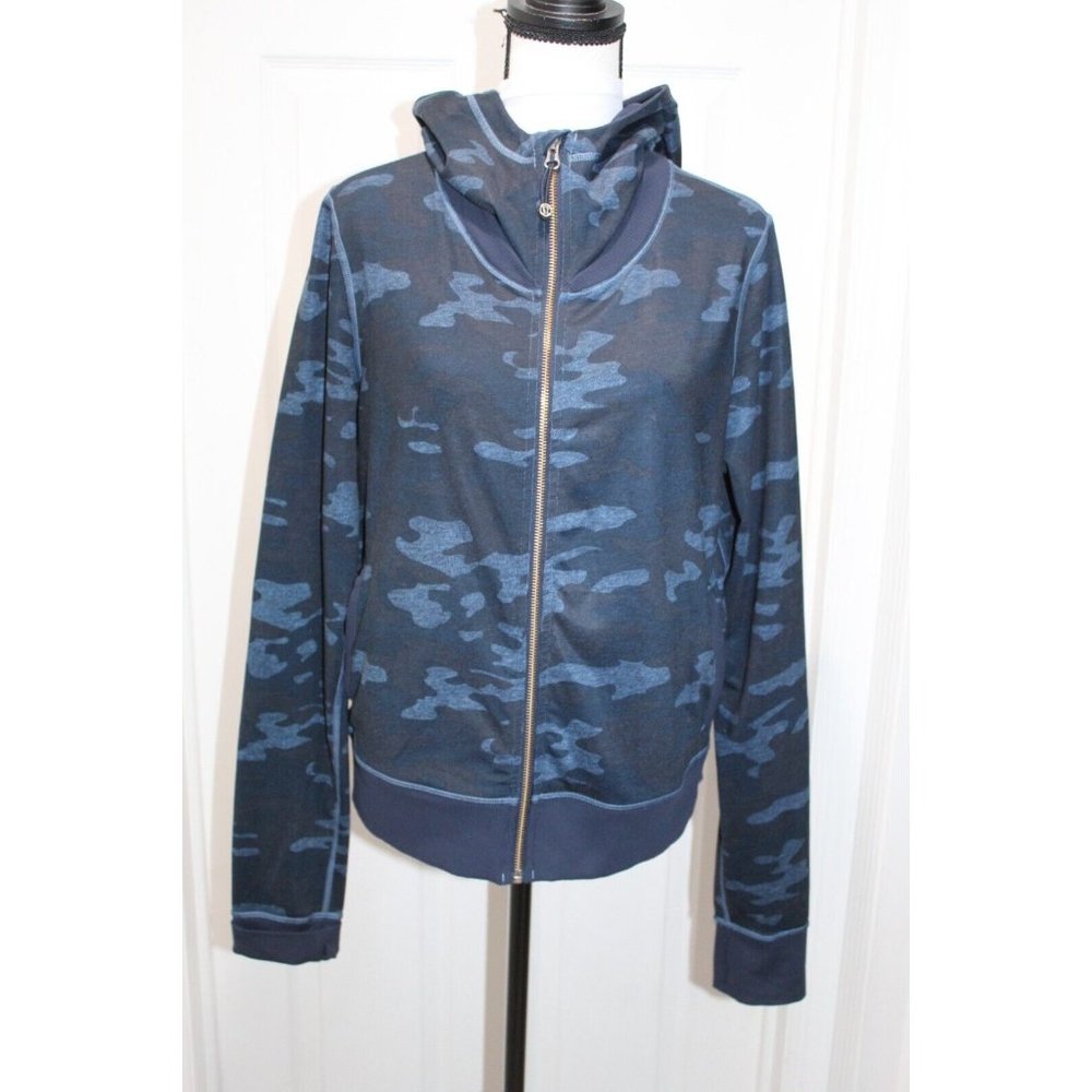 LULULEMON Namaskar Hoodie Jacket Lotus Camo Oil Slick Blue Inkwell Women Size 10